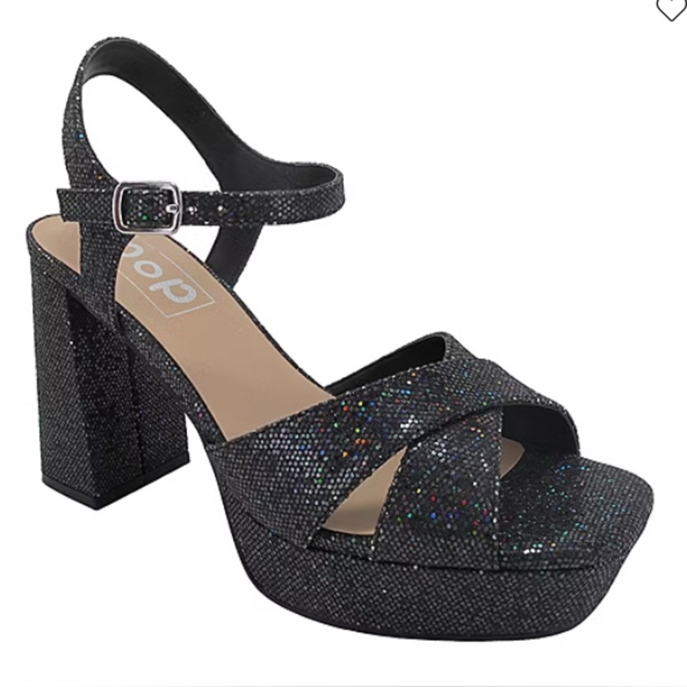 Elegant Black Glitter Platform Heels